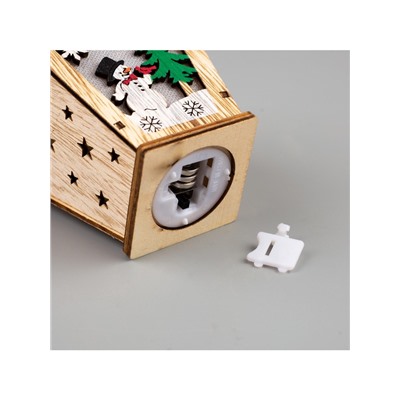 Ёлочная игрушка «Фонарь со снеговиком», 11×8×8 см, от батареек, свечение тёплое белое