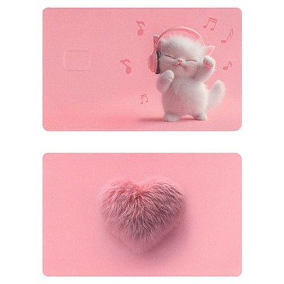 Наклейки  8,6х5,4 см. на банковскую карту 2 шт. "КОТЁНОК МЕЛОМАН" ПВХ 71705 Феникс