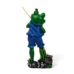 Садовая фигура из полистоуна «Лягушонок рыбак», 40×12×18 см