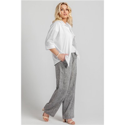 Брюки лен  221/01/Серый меланж