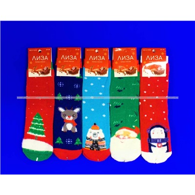 Лиза термоноски детские внутри махра Новогодние арт. 5330