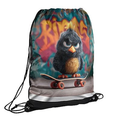 Сумка для сменной обуви 36х48 см "ОПАСНЫЙ ПТЕНЕЦ" 72186 ручка-петля, светоотр.элементы Феникс