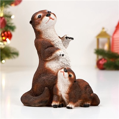 Садовая фигура из полистоуна «Выдра с малышом», 20×12×17 см