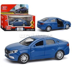 Машина металл LADA Vesta 11,5 см, (отк. двери, темно-синий,) в коробке