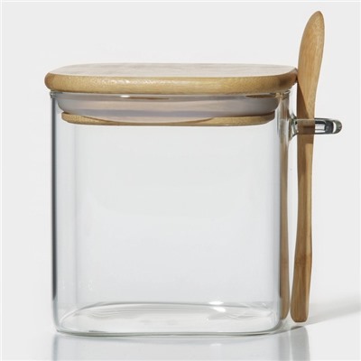 Банка для хранения BellaTenero «Эко» 750 мл, 10×11 см, с бамбуковой крышкой, с ложкой, стекло