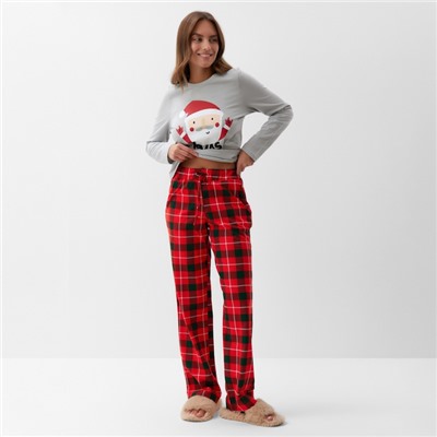 Пижама новогодняя женская (лонгслив, брюки) KAFTAN Santa, размер 48-50