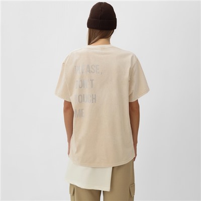 Футболка женская из вареного хлопка Mist Don't touch me, размер 42-44, цвет молочный