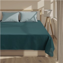 Простыня евро «Этель», 200×215 см, зелёная, хлопок 100%, бязь
