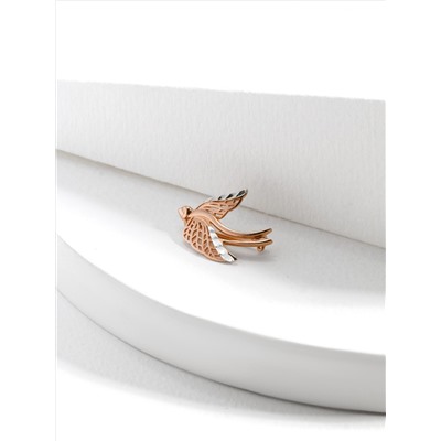 Брошь из золочёного серебра с родированием и алмазной огранкой - Ласточка п5-090-2з