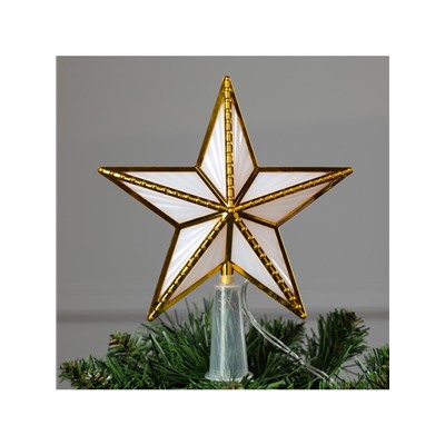 Светодиодная верхушка на ёлку «Звезда золотистая», 15 см, 10 LED, 220 В, свечение мульти