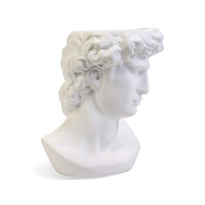 Декоративное кашпо для цветов «Голова Давида», 1.7 л, 16×12.7×23 см, керамика, белое