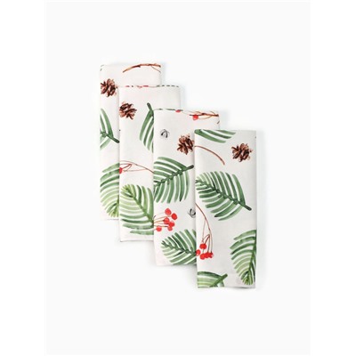 Набор сервировочных салфеток с декоративными кольцами «С Новым Годом», 40×40 см - 4 шт., 100% хлопок, саржа 190 г/м²