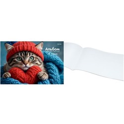 Альбом для рисования 40л на склейке "КОТ В ШАПКЕ" 40-7728 Проф-Пресс