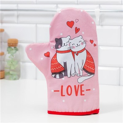 Варежка-прихватка «LOVE» 20×28 см, саржа, 100% хлопок, ватин 250 г/м²