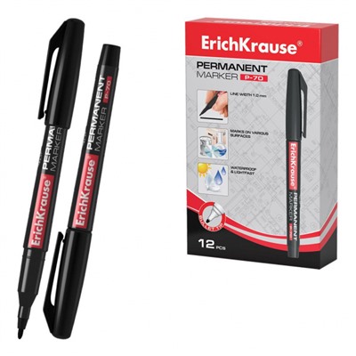 Маркер перманентный 1.0мм 37073 Р-70 черный тонкий ErichKrause
