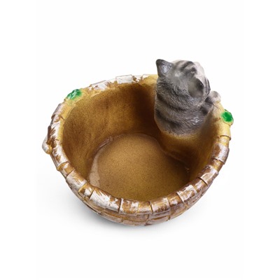 Декоративное кашпо из гипса «Котёнок в корзинке», 23×21×18 см
