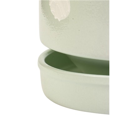 Горшок для цветов «Листья», 1.7 л, d=15.5 см, h=15 см, керамический, с поддоном