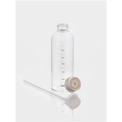 Бутылка для воды, 790 мл, 7.5×23 см, с трубочкой и шкалой времени, стекло, прозрачная