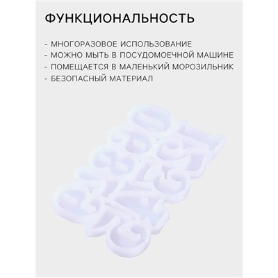 Форма для леденцов «Цифры», силикон, 16.5×10×0.7 см, 10 ячеек, белая