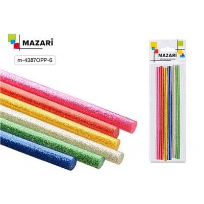 Клеевые стержни (M-4309P, с БЛЕСТКАМИ, дл. 18 см, толщ. 7 мм, вес 7 г, 6 шт) европодвес M-4387OPP-6* Mazari