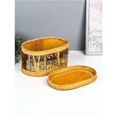 Хлебница-батонница с крышкой «Сказка», 26×17×15 см, береста