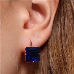 Серьги с крупным камнем ювелирная бижутерия коллекция "Дубай" покрытие позолота, вставка: стекло, цвет: синий, арт.414.725