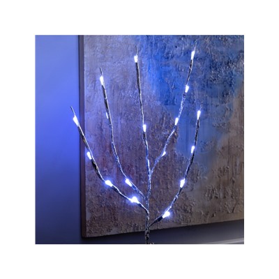Светодиодная ветка 70 см, 20 LED, серебристая, батарейки AAх2 (не в комплекте), свечение белое