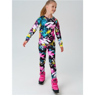 Термокомплект трикот. для девочек: фуфайка (футболка) с длин. рук, брюки