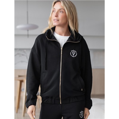 Зип худи на молнии из эластичного футера двухнитки с резинкой по низу и манжетами