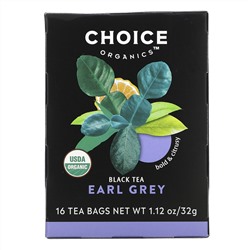 Choice Organic Teas, Black Tea, Organic Earl Grey, 16 Tea Bags, 1.12 oz (32 g)