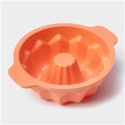 Форма для выпечки Доляна «Немецкий кекс», силикон, 16×13.3 см, с ручками, персиковая