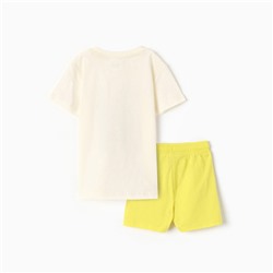 Комплект для мальчика (футболка, шорты), цвет молочный, рост 110 см