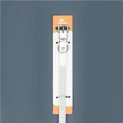 Ошейник со стразами в 4 ряда и стразы на пряжке, 38×1.5 см, ОШ 26-33, белый