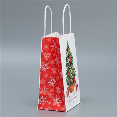 Пакет подарочный новогодний крафтовый «Уют в доме», 12×21×9 см