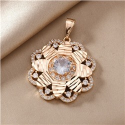 Кулон крупный цветок ювелирная бижутерия коллекция "Дубай" покрытие позолота, вставка: фианиты, цвет: прозрачный, арт.217.343