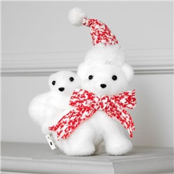 Светодиодная фигура «Медведица с медвежонком» 20×17×9 см, флок, батарейки CR2032×2 (не в комплекте), свечение тёплое белое