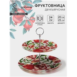 Фруктовница Доляна «Гранат», d=20/25 см, h=24 см, стекло, рисунок
