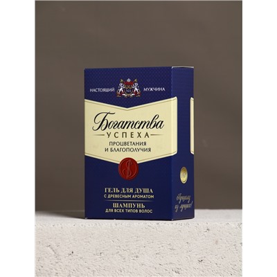 Подарочный набор косметики «Богатства!», гель для душа и шампунь для волос во флаконах виски, 2×100 мл, Чистое счастье