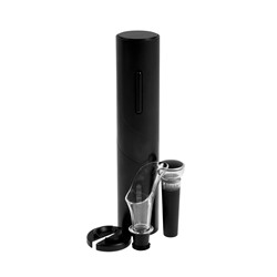 Набор сомелье электрический LSH-04, пробка, аэратор, штопор, от батареек, чёрный