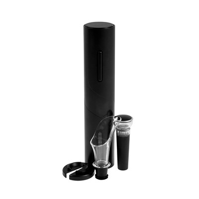 Набор сомелье электрический LSH-04, пробка, аэратор, штопор, от батареек, чёрный