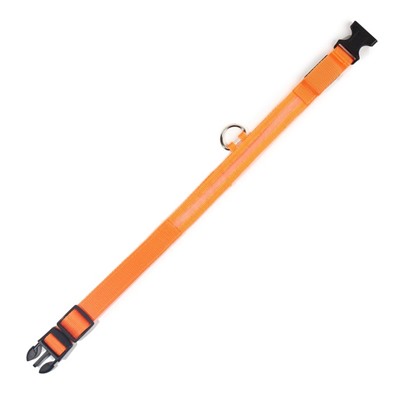 Ошейник, размер L, ОШ 45-52×2.5 см, с подсветкой, 3 режима свечения, оранжевый