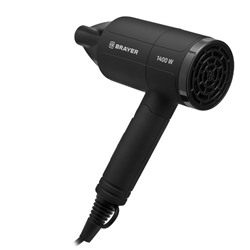 Фен BRAYER 3040BR, 1400 Вт, 2 скорости, складная ручка, шнур 1.8 м, чёрный