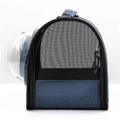 Сумка - переноска, 43×24×28 см, с органайзером и иллюминатором, синяя