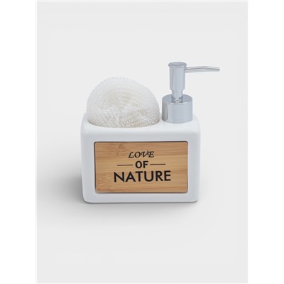 Дозатор для моющего средства с подставкой для губки SAVANNA «Природа», 450 мл, белый