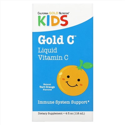 California Gold Nutrition, витамин C в жидкой форме для детей, класса USP, со вкусом терпкого апельсина, 118 мл (4 жидк. унции)