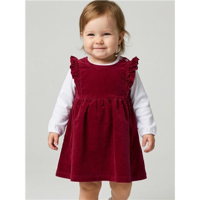 Комплект детский для девочек: сарафан текстильный, джемпер трикотажный (футболка с длинными рукавами