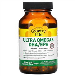 Country Life, Ultra Omegas ДГК/ЭПК, 120 капсул
