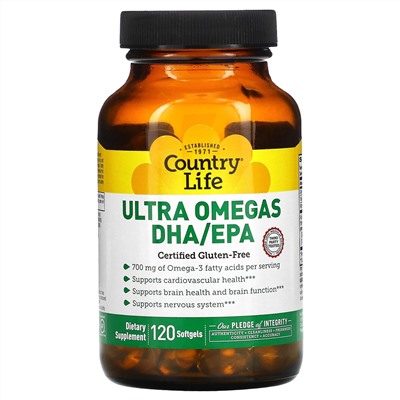 Country Life, Ultra Omegas ДГК/ЭПК, 120 капсул