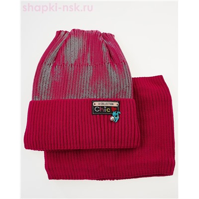 01-41-E Комплект для девочки флис (шапка+снуд) (50-52)