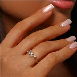 Кольцо ювелирная бижутерия, покрытие посеребрение, вставка: фианиты, цвет: прозрачный, 16 р, арт.219.393-16